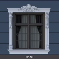 Ornate Polyurethane Window Pediment and Surround Frame